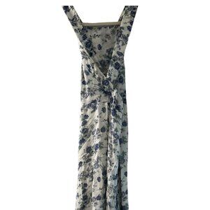 reformation blue and white floral halter dress